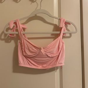 Adika pink cropped top with bow ties